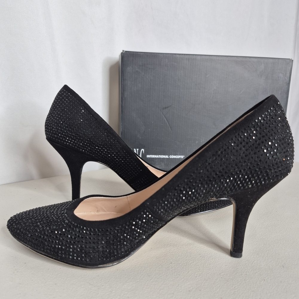 INC International Concepts Zitah3 Black Rhinestone Pumps - Size 8 - Picture 2 of 13
